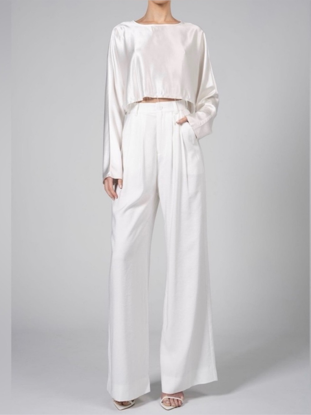 NONchalant White High-Waist Wide Leg Trousers